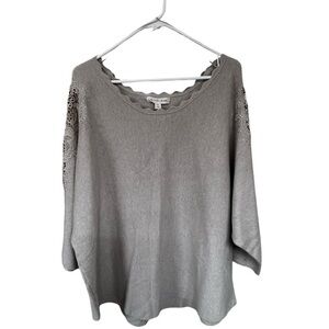 Cactus+Pearl Cream Color Women's Sweater with Lace Detail